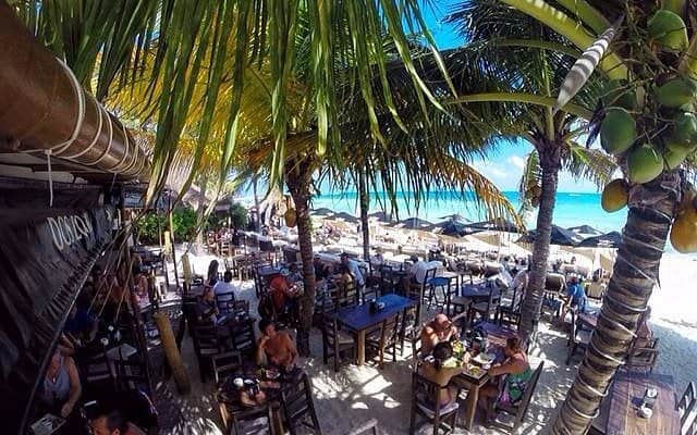 Coffee on a table with ocean view in Playa del Carmen