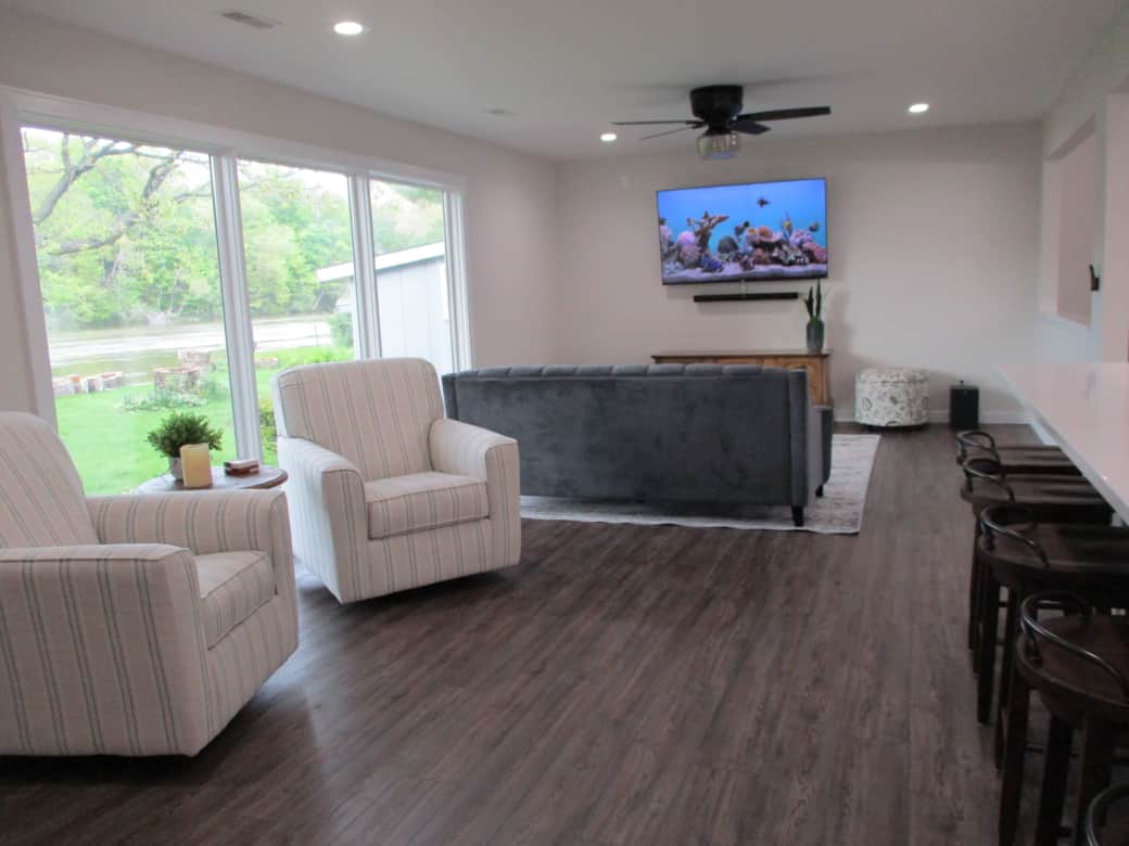 Sitting Area Complements the Flowing Living Room, Dining Room &amp; Kitchen