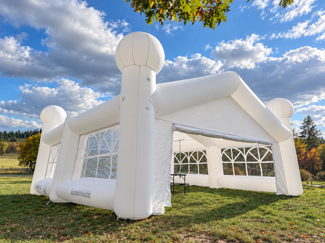 Our white 20 by 20 foot inflatable event tent at 4 Spear in Wyoming