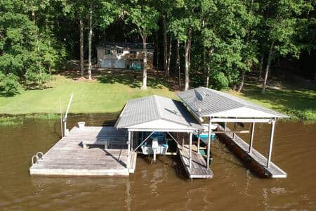 Enjoy swimming at the dock. Water level averages 3 1/2' deep so it's perfect for the little ones. Enjoy swimming at the dock. Water level averages 3 1/2' deep so it's perfect for the little ones.
