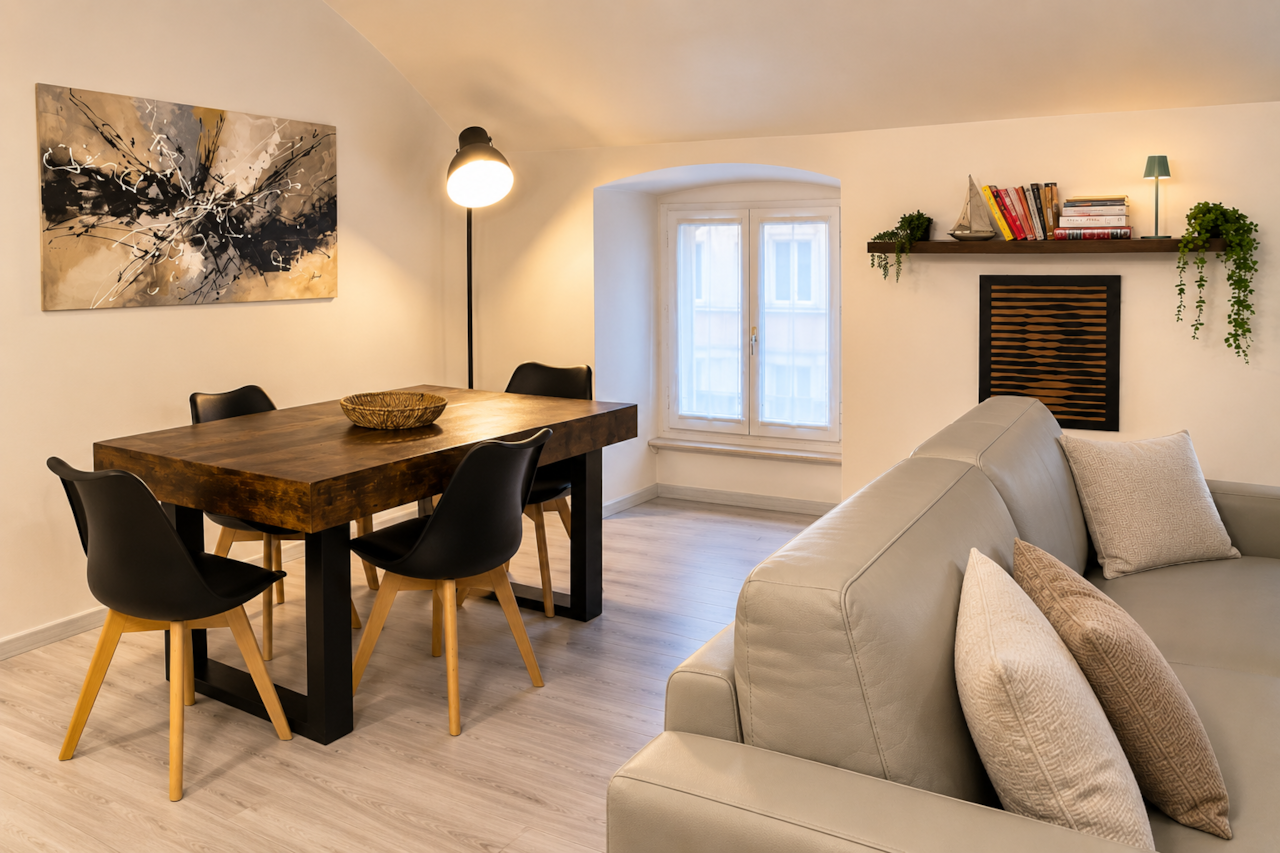Soggiorno e zona pranzo di POLA Boutique Apartment