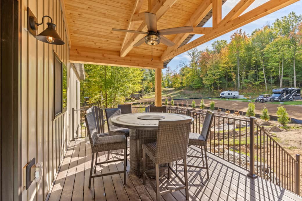 Private Front Deck with Fire Table Private Front Deck with Fire Table