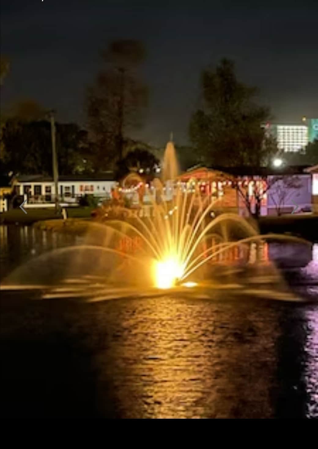Beautiful nite view of the fountain from your porch