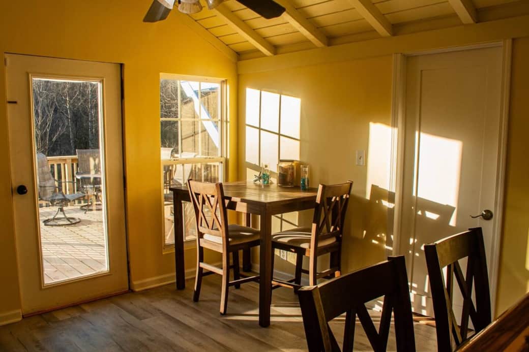 Enjoy the morning glow from your eat in kitchen nook 