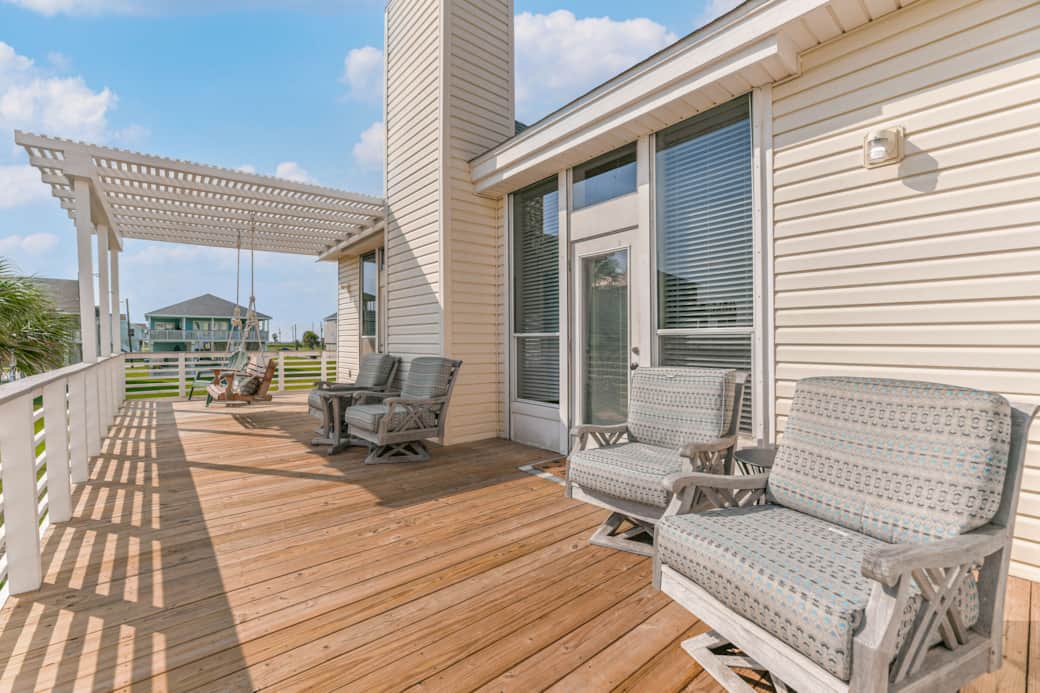 As soon as you come up the stairs your greeted with our large patio and beautiful views! As soon as you come up the stairs your greeted with our large patio and beautiful views!