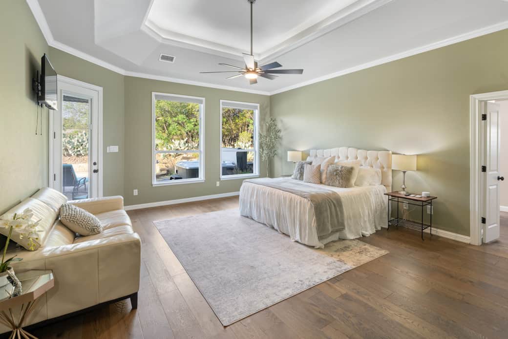 Primary Bedroom Features a King Bed