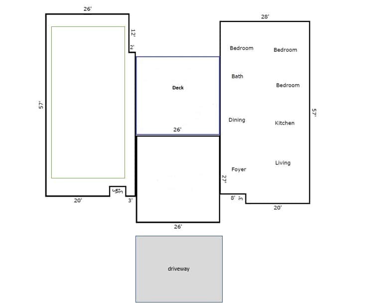 Guest parking on the right side of the driveway.
Patio/deck area usage is upon discretion. Guest parking on the right side of the driveway.
Patio/deck area usage is upon discretion.