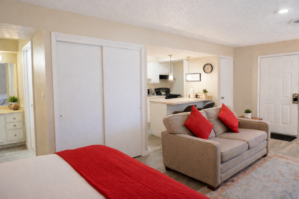 Versatile sofa that converts into a full-size pullout bed—ideal for additional guests or kids