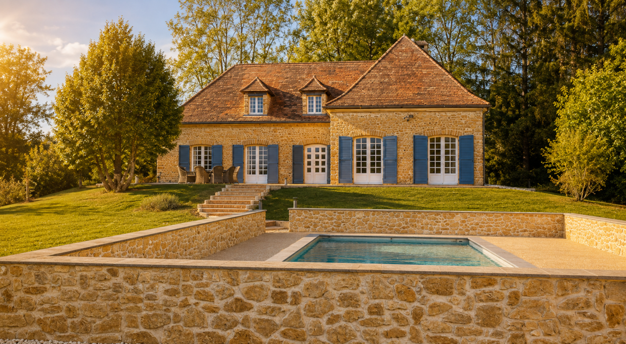 Maison Sérénité, Ferienhaus mit privatem Pool bei Monpazier in der Dordogne