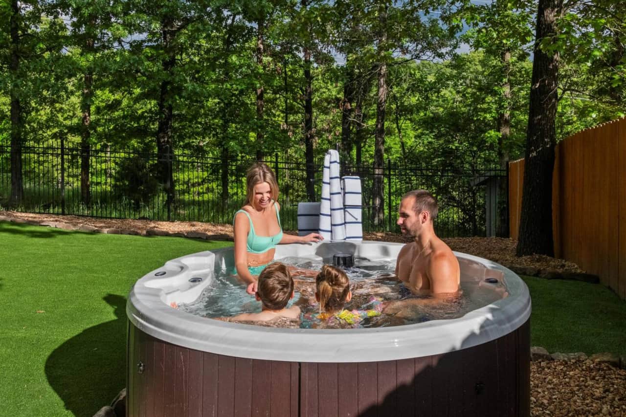5-person hot tub—your perfect spot to soak and relax after a day outdoors.
