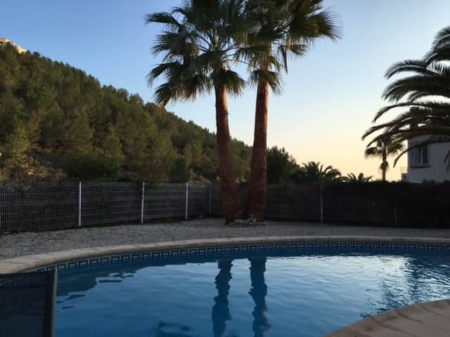 Evening sunset by the pool