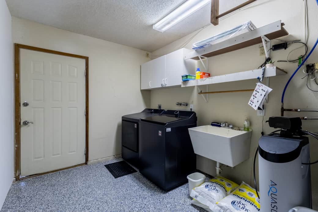 Garage with LG washer and dryer