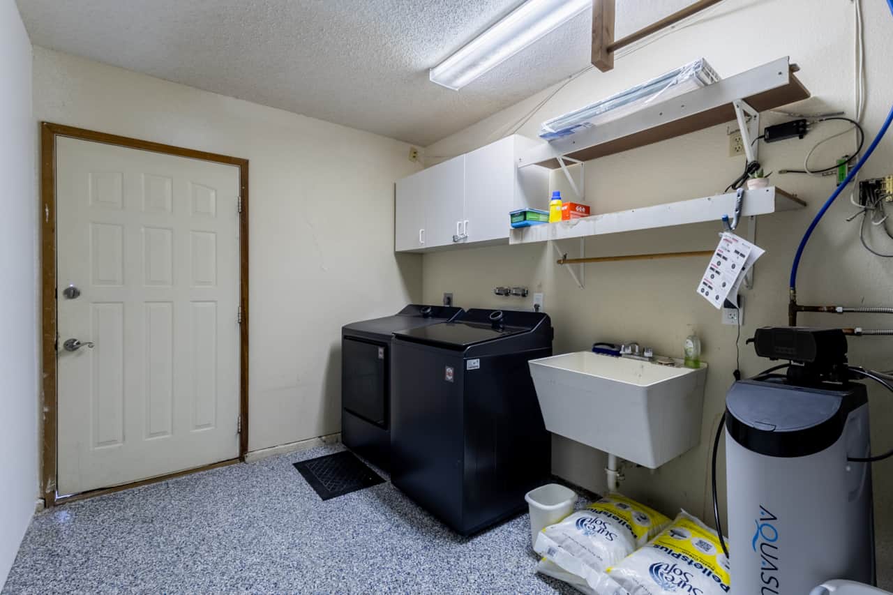 Garage with LG washer and dryer