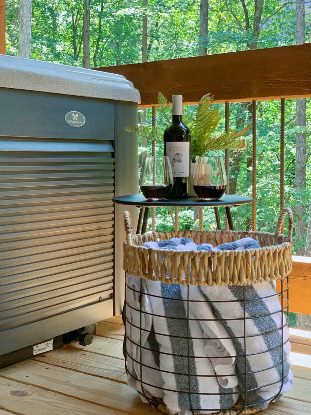 Relax in the hot tub overlooking private wooded 1.25 acres