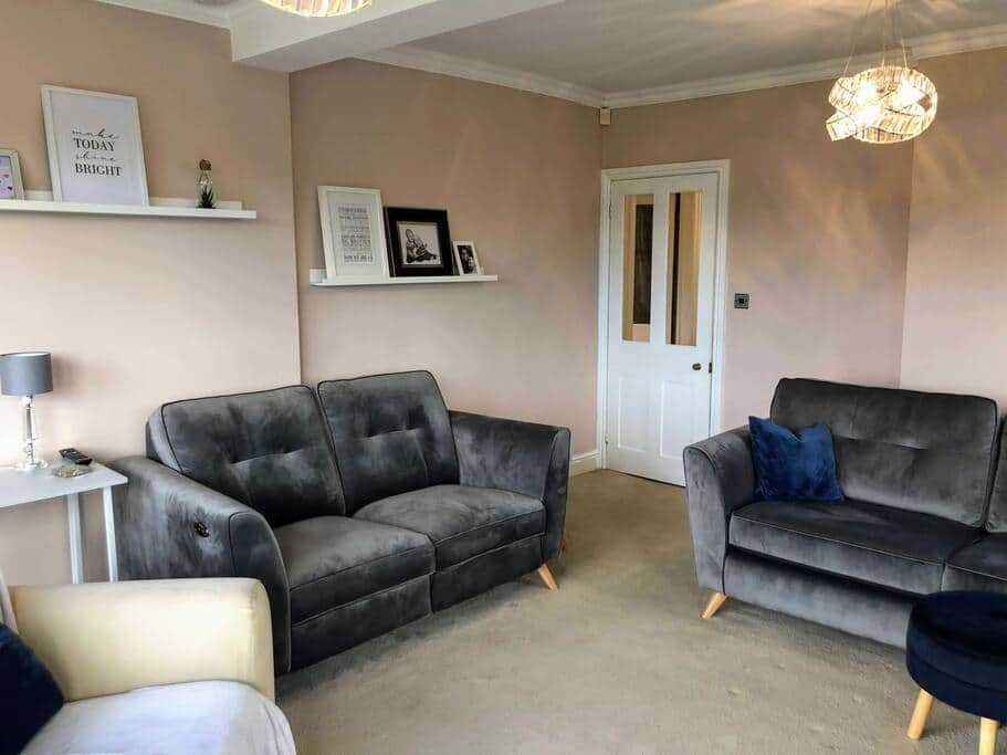 Comfortable lounge with large TV