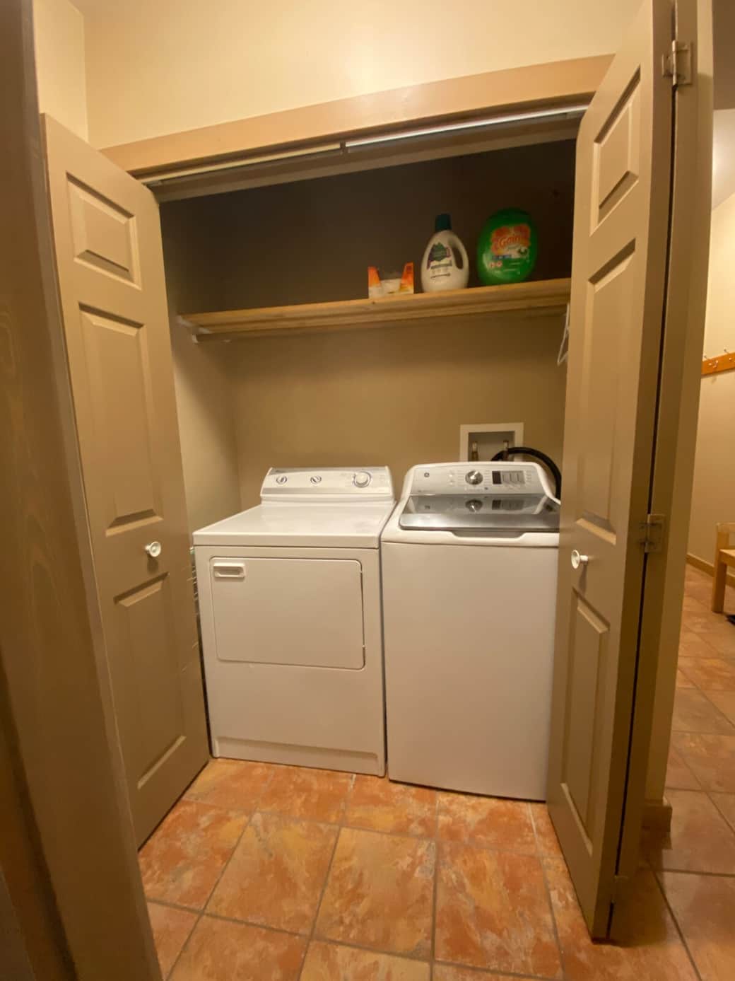 Laundry available with laundry soap.