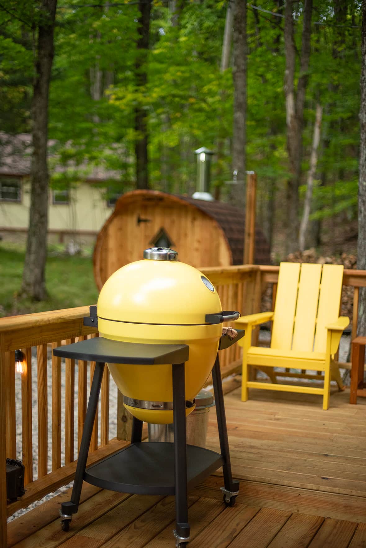 Enjoy outdoor cooking on our charcoal grill/smoker 