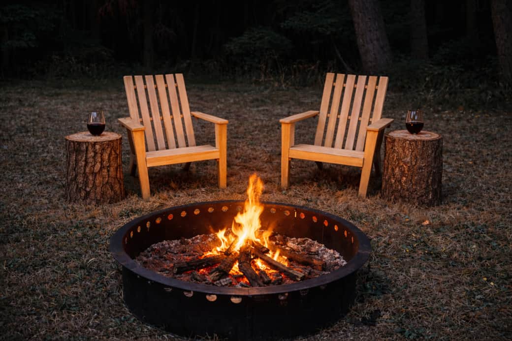 Evenings around the firepit beneath the stars at The Hollow