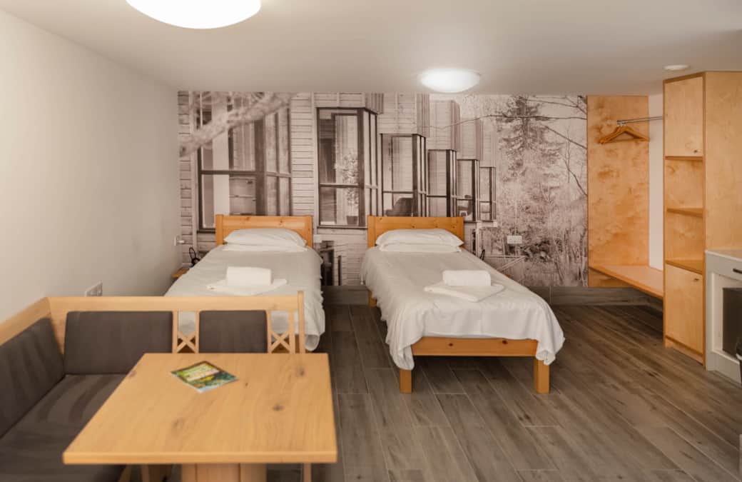 Flimwell park Cabin Room twin beds eco decal Flimwell park Cabin Room twin beds eco decal