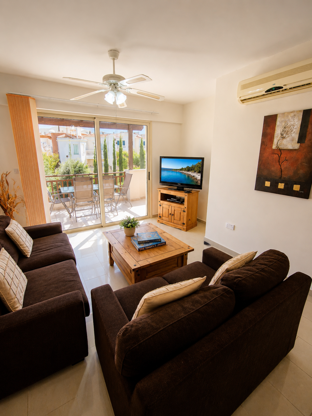 Spacious living room with balcony access