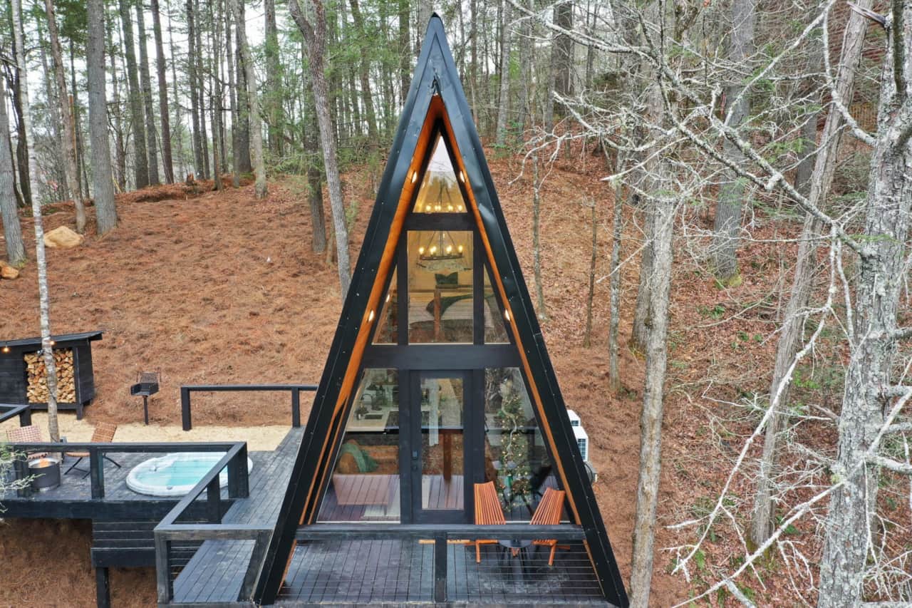 The Apex Treehouse nestled among the pines.
