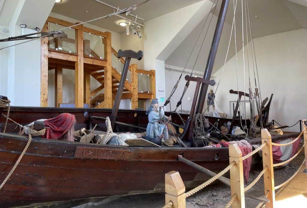 Viking long boat display at the House of Manannan museum
