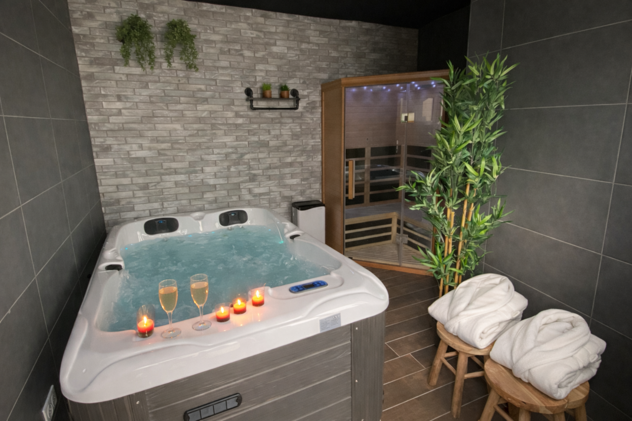 Espace privatif avec spa et sauna