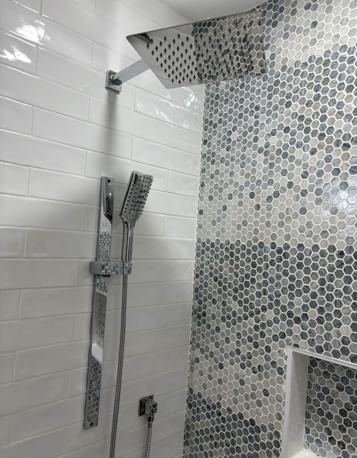 Handheld and rain shower options.