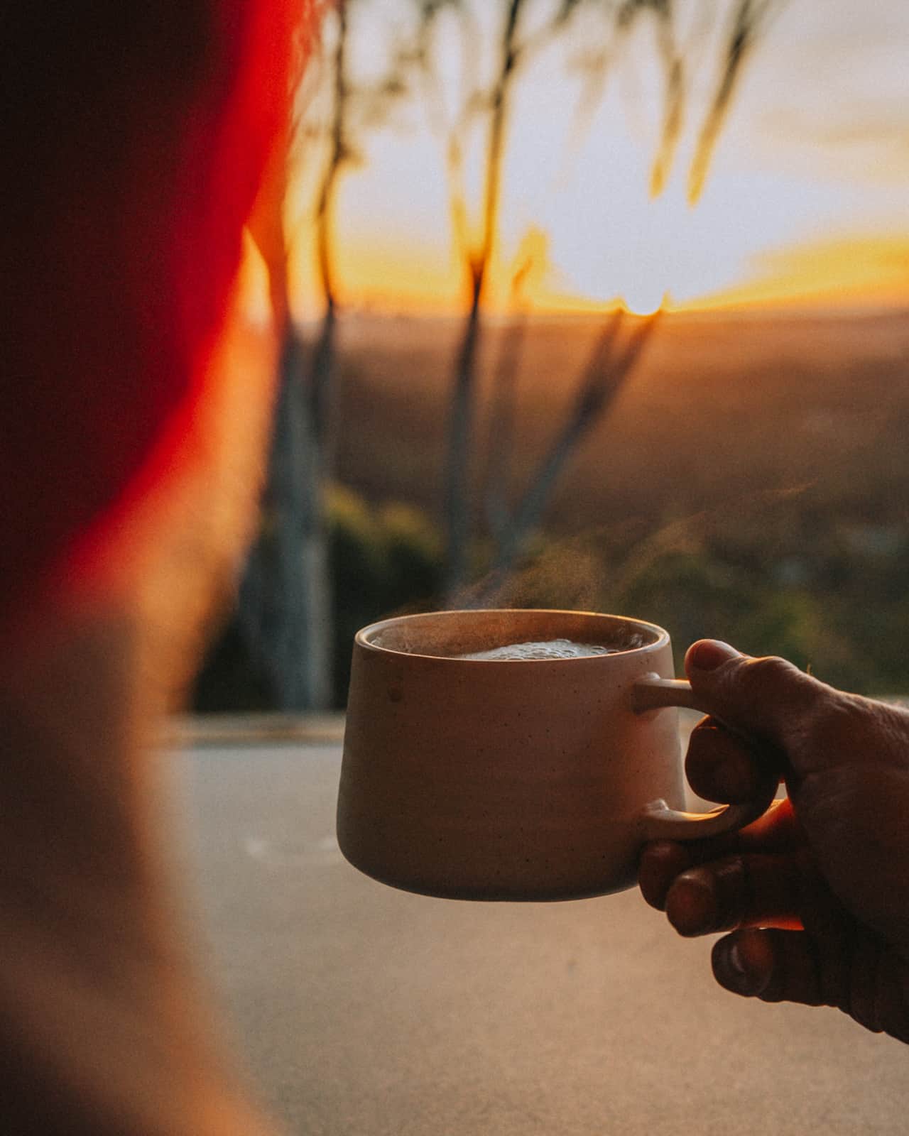 Morning coffees and the Gold Coast skyline.