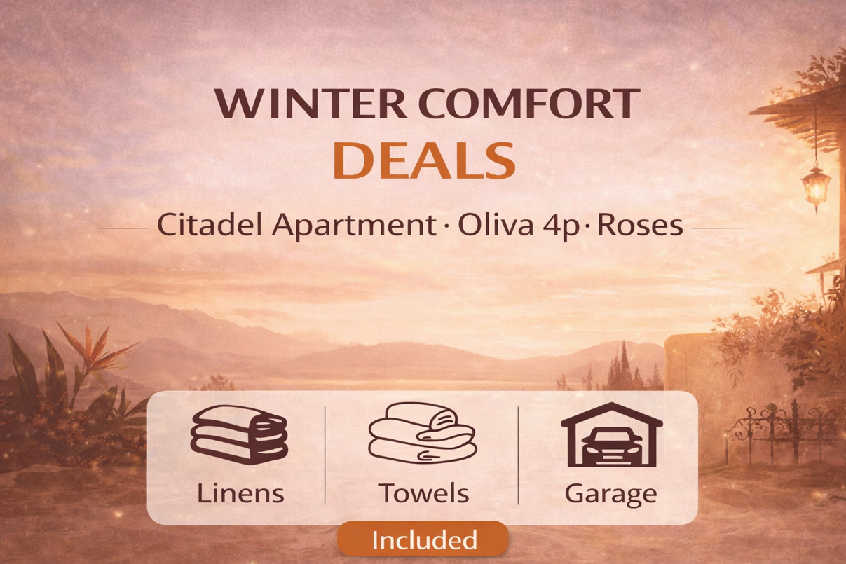 Winter comfort offers for Citadel Apartment Oliva for 4 guests in Roses (Rosas), Costa Brava, Spain