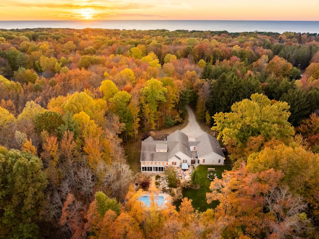 Fall drone view Fall drone view