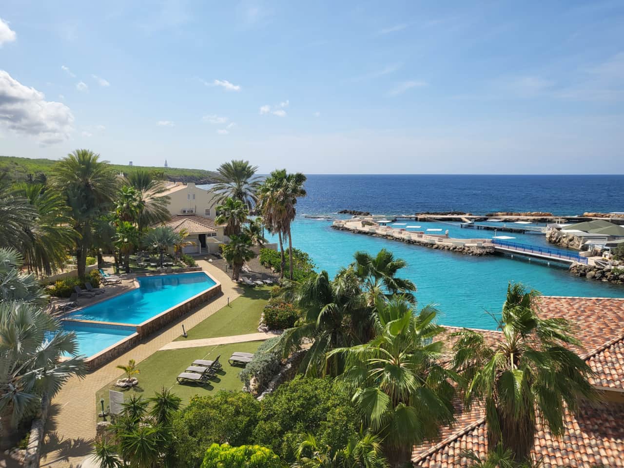 View from the 2nd balcony over pool lagoon and Seaquarium