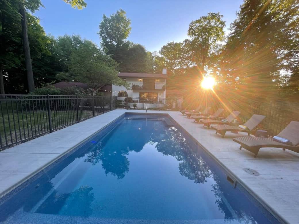 The pool at dusk