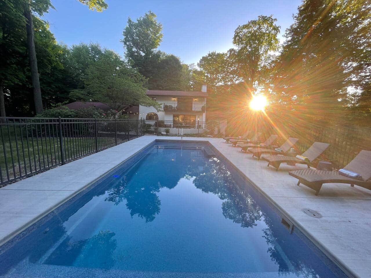 The pool at dusk