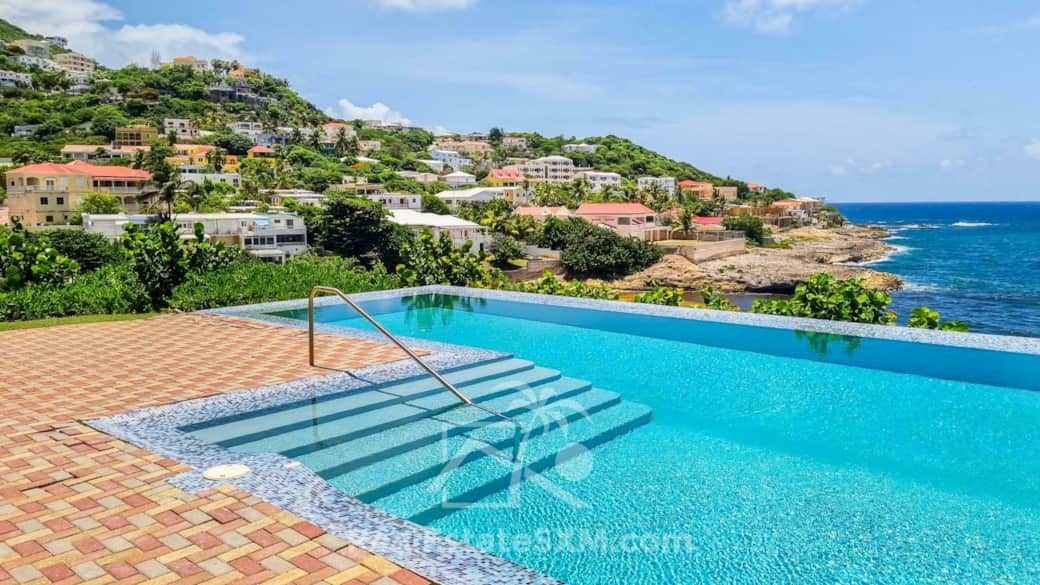 Infinity pool and ocean view hillside  homes' view