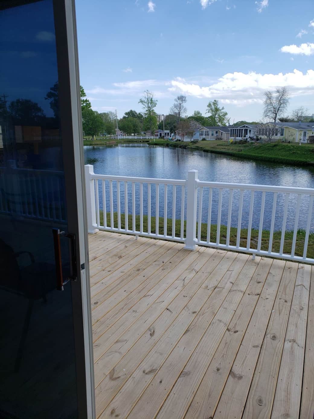 Waterfront Deck is 24'x10' with a lot of sun and tons of fun watching the ducks and swans 