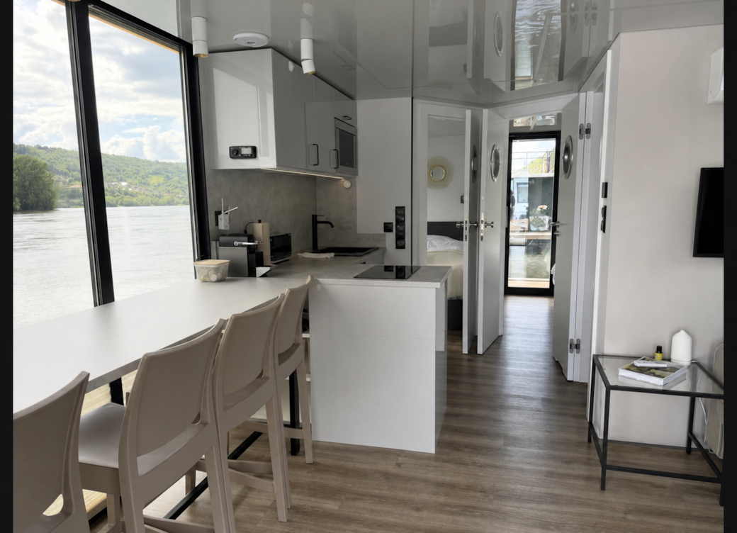 Open kitchen and dining area