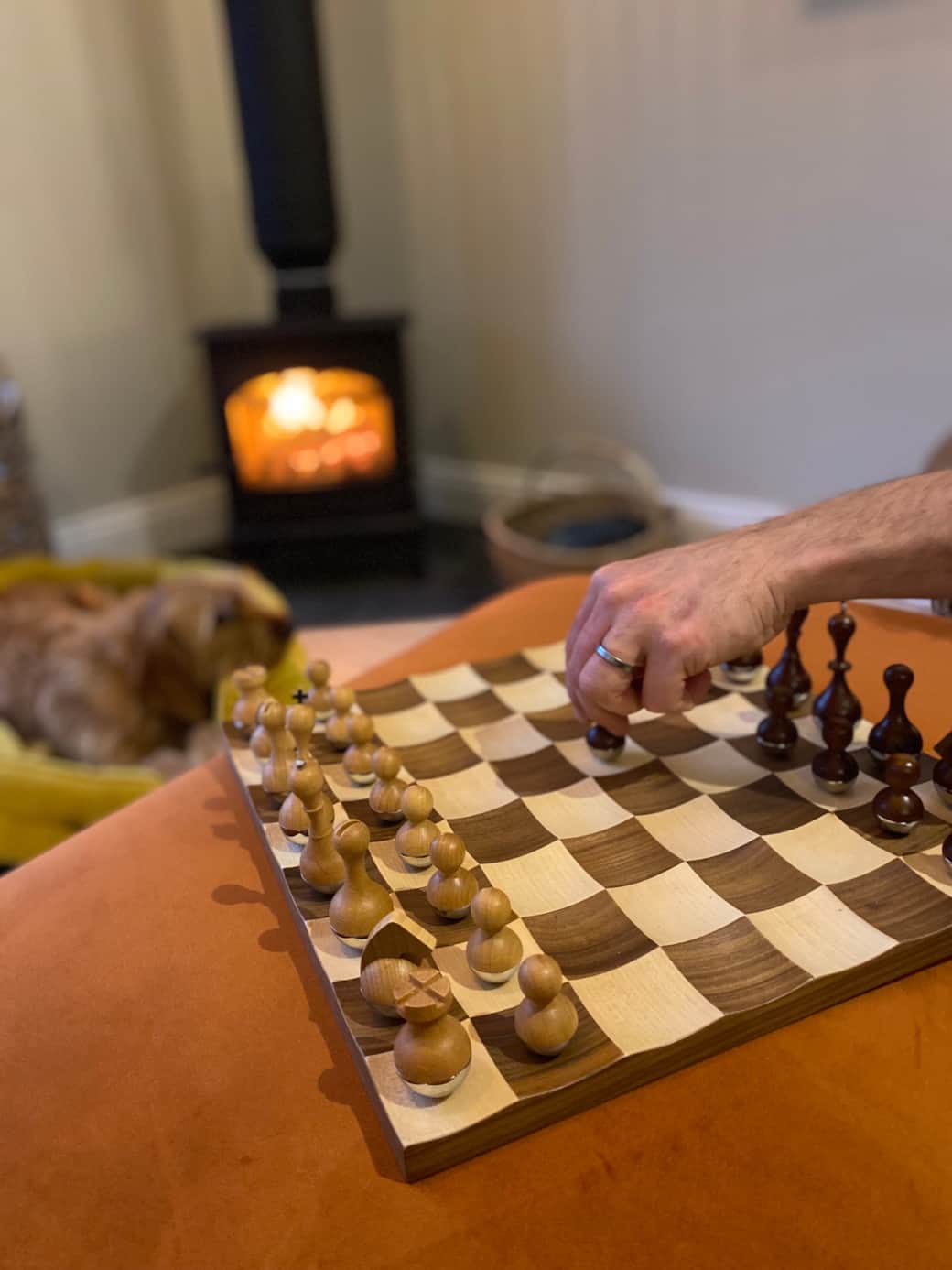 Playing chess at Foxglove Cottage