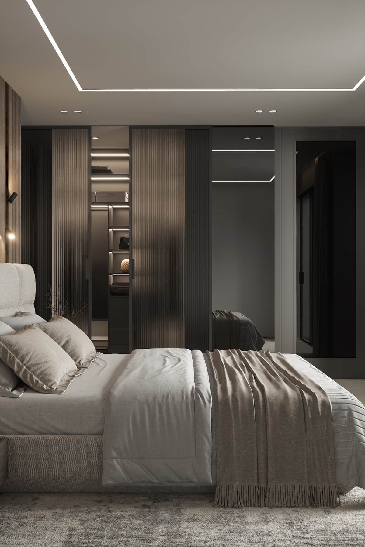 Spacious luxury bedroom in AZULIS Aramis villa with en-suite walk-in closet and bathroom, Golfo Aranci, by RENTAL12