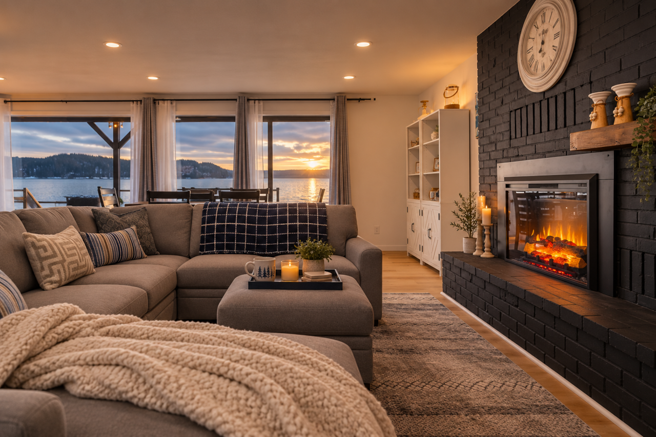 Hood Canal Pearl Cozy Winter Living Room