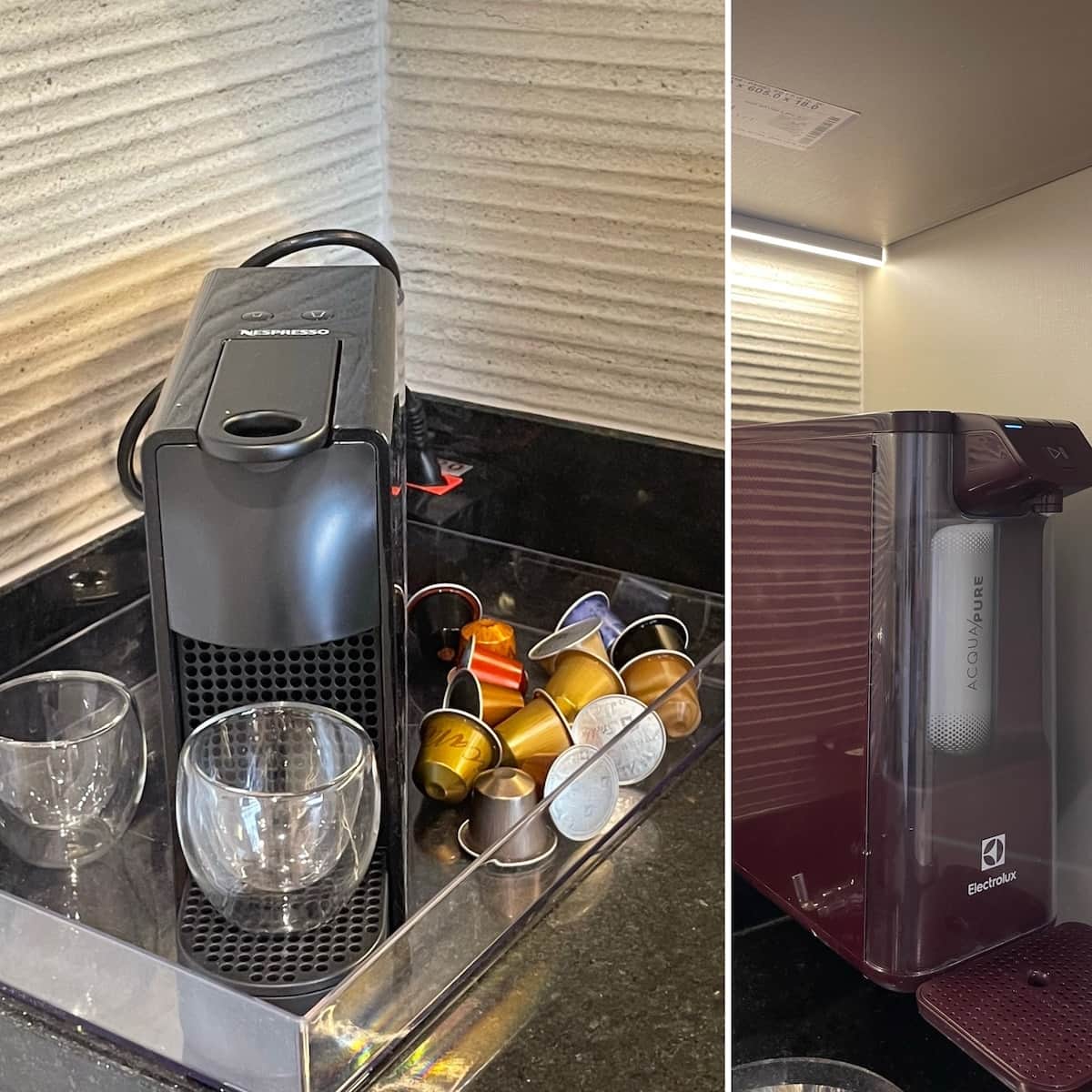 A cozinha é equipada com máquina NESPRESSO e filtro de água natural/gelada.