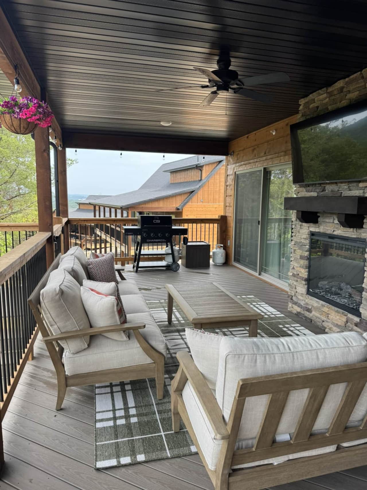 Deck with fireplace