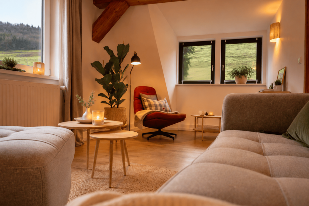 Ferienwohnung muehlenteich lerbach wohnzimmer sitzbereich