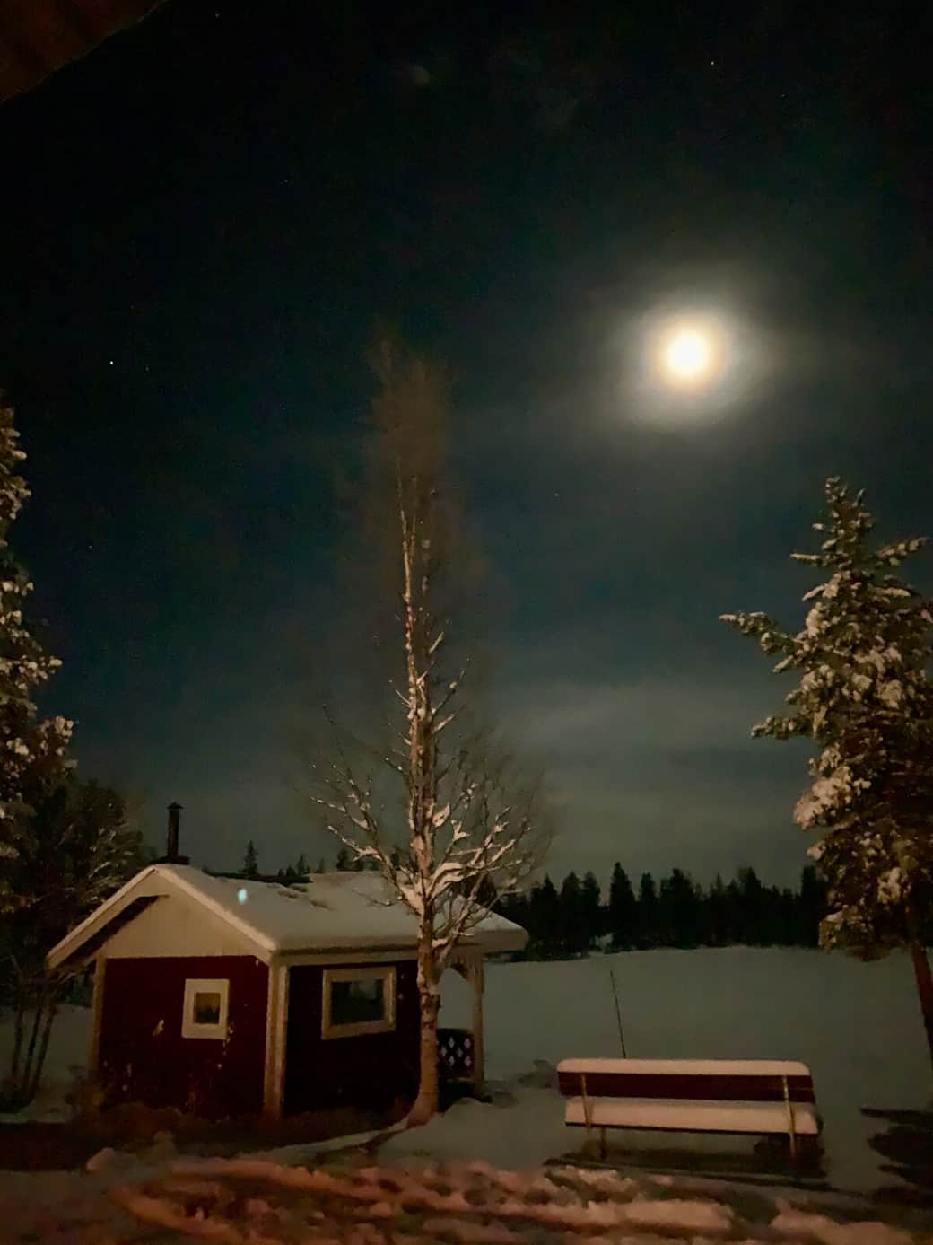 Full moon over the sauna