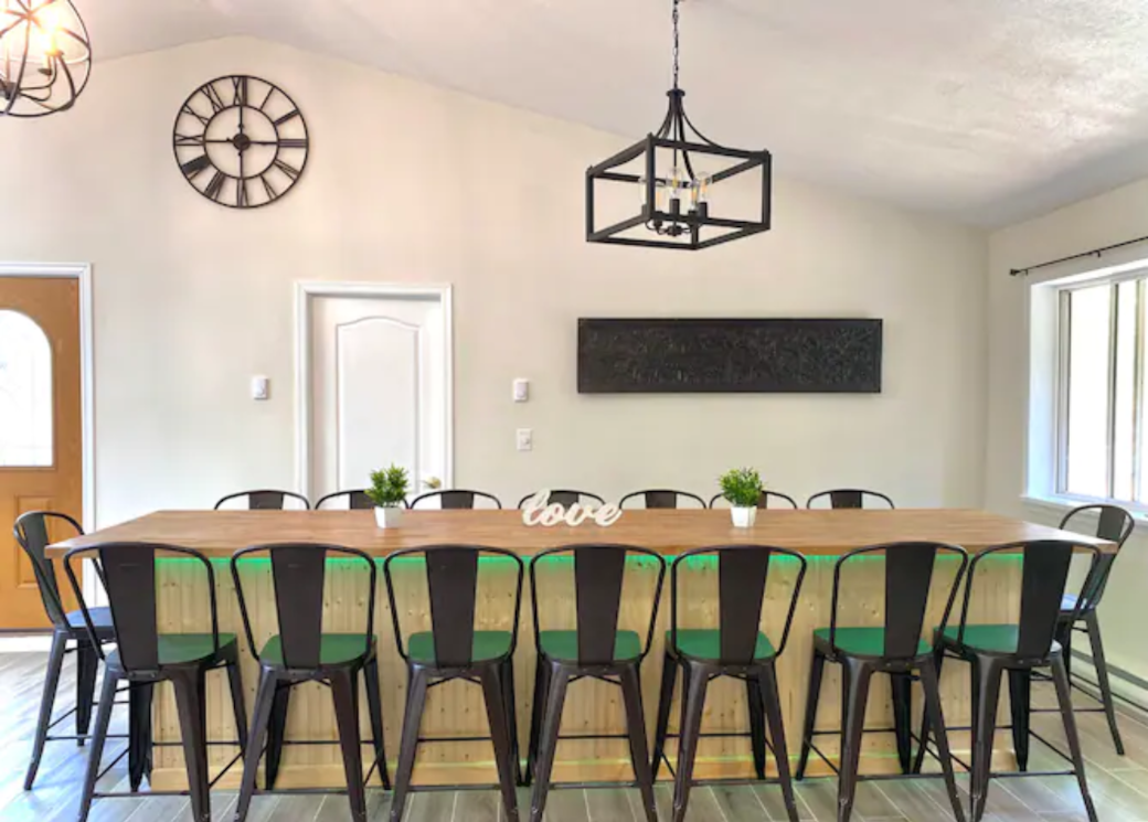 Custom-made wooden countertop seating 16