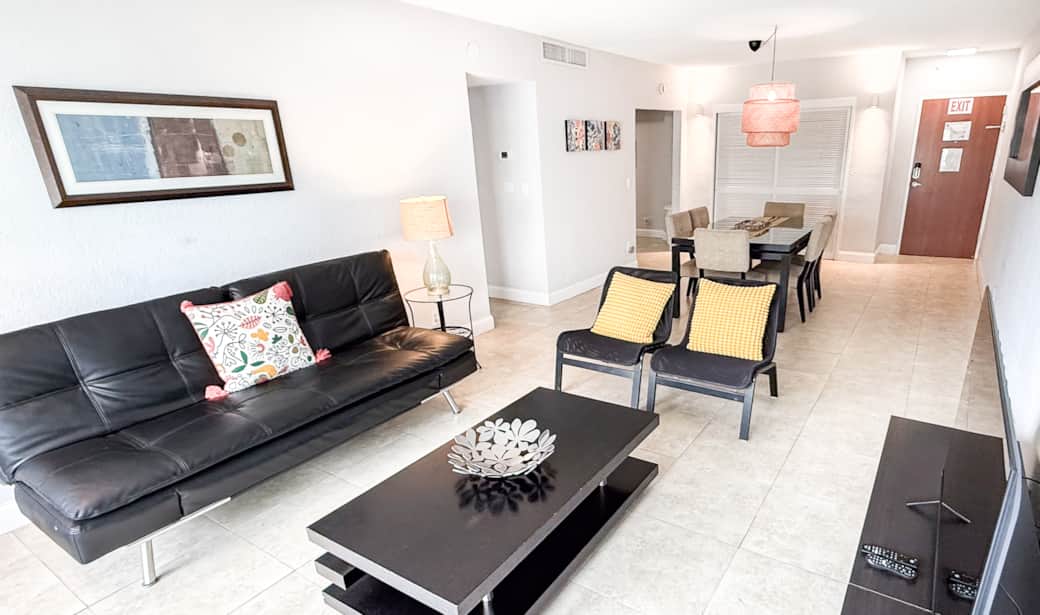 Living room and dining room