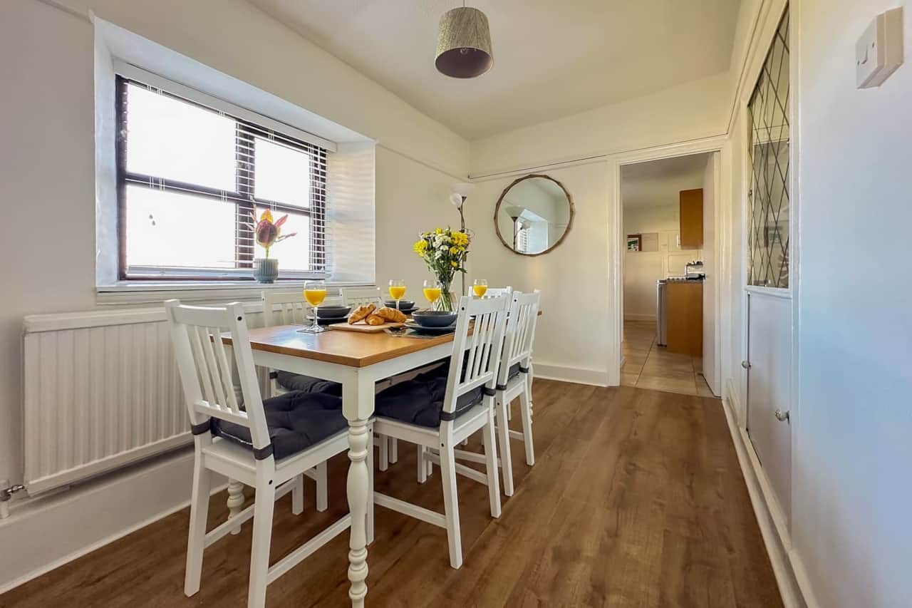 Dining room leading into the kitchen