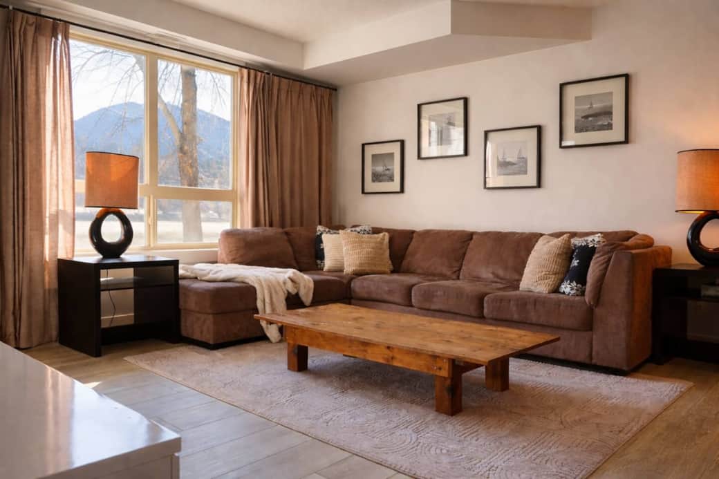 Cozy living room overlooking mountains. Cozy living room overlooking mountains.