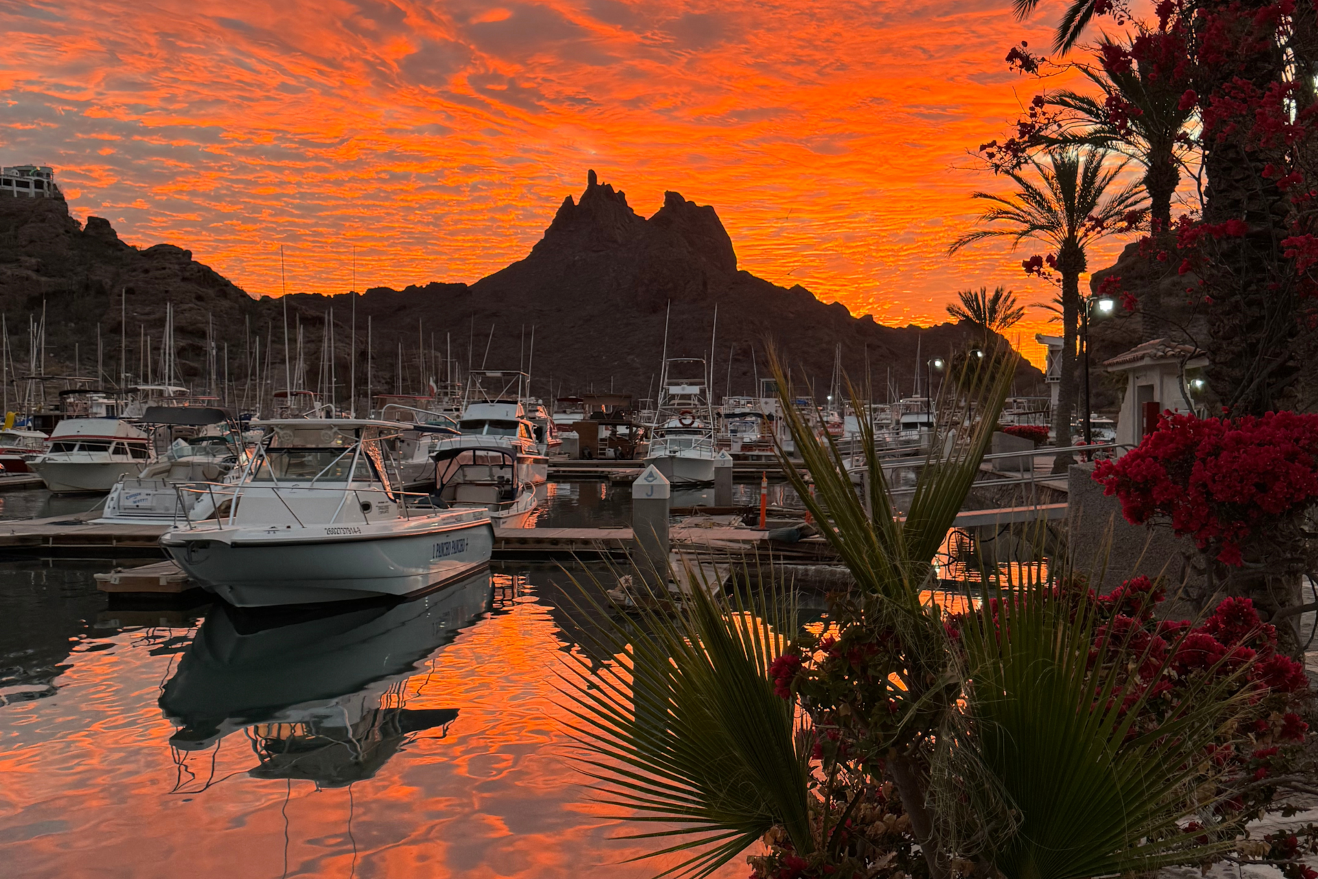 Marina y atardecer en San Carlos, Sonora