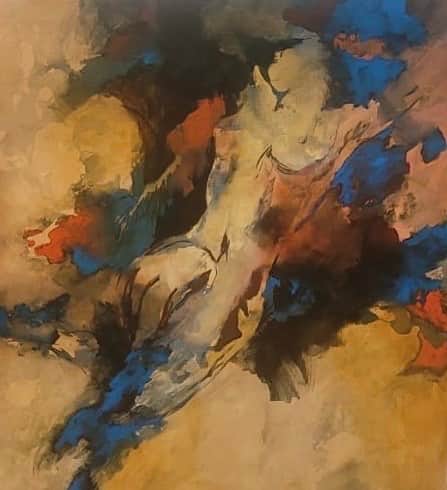 Hans van Horck 'Anita' 130x140 cm signed original oil painting in AZULIS Tigellio suites Olbia